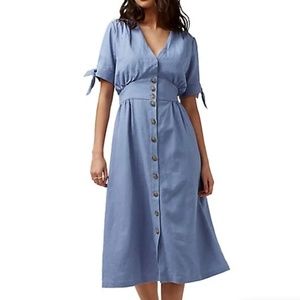 Buffalo David Bitton baby blue midi linen dress size small excellent condition